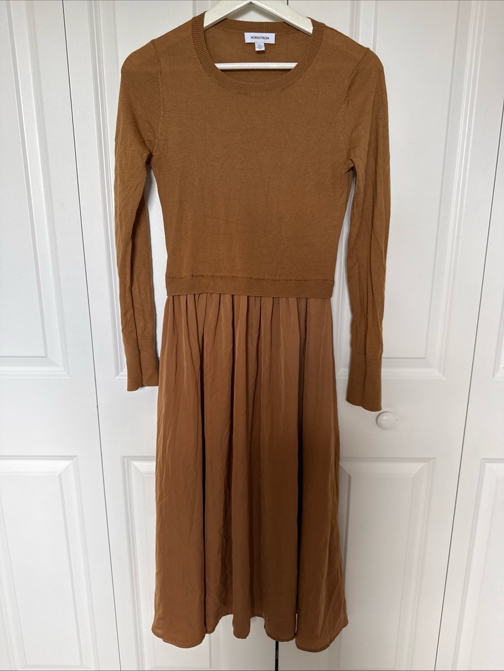 Nordstrom Pleaded Wool Top Dress Flowy Skirt Longsleeve Size S